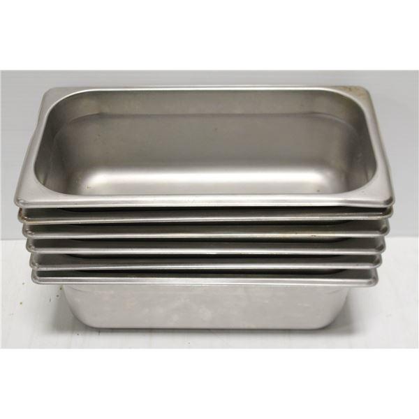 6 STAINLESS STEEL 1/3 SIZE 4" DEEP FOOD PANS