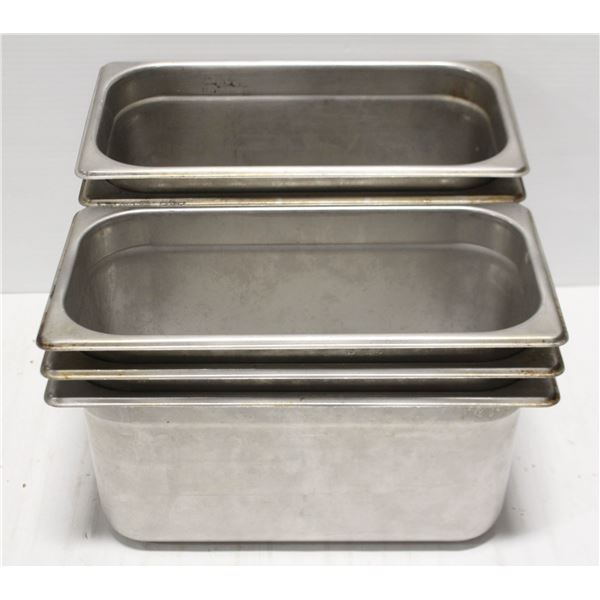 7 STAINLESS STEEL 1/3 SIZE 6" DEEP FOOD PANS