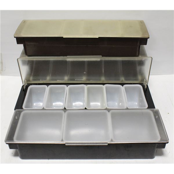 BOX OF CAMBRO GARNISH STATIONS