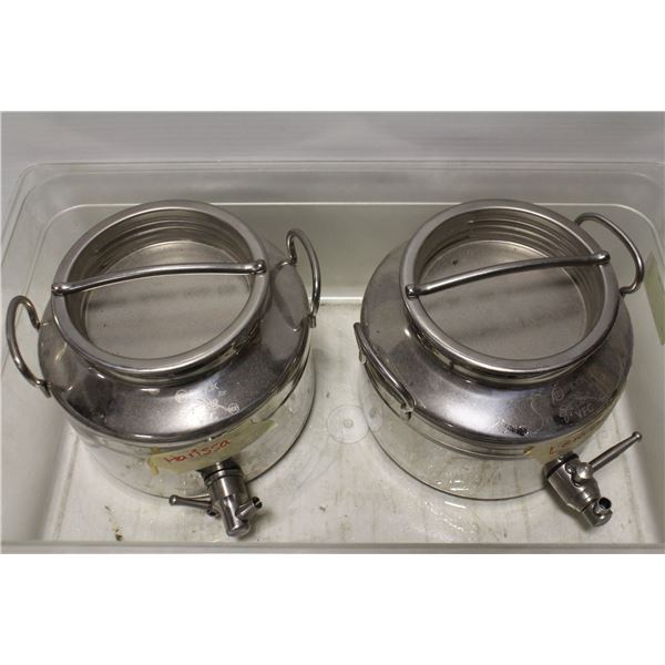 TWO STAINLESS STEEL OIL DISPENSERS