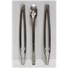 Image 1 : LOT OF 3 NEW SETS OF 11.75" STAINLESS STEEL TONGS