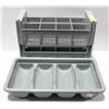 Image 1 : 2 CAMBRO CUTLERY TRAYS W/ 4 COMPARTMENT BUS BOX