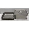 Image 1 : 3 STAINLESS STEEL 1/2 SIZE FOOD PANS W/ 1 LID