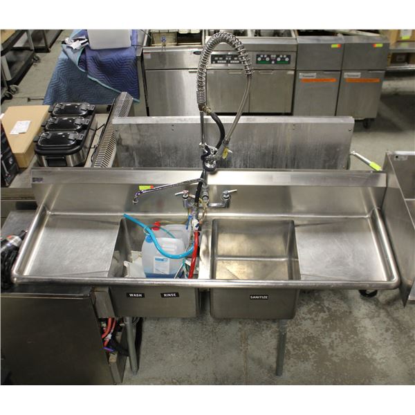 6' DUAL WELL STAINLESS STEEL COMMERCIAL SINK W/