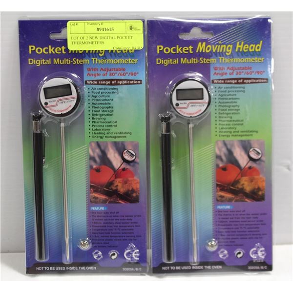 LOT OF 2 NEW DIGITAL POCKET THERMOMETERS