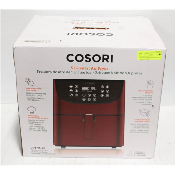 NEW REPACKAGED COSORI 5.8 QT AIR FRYER, RED