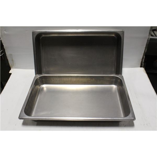 2 FULL SIZE STAINLESS STEEL 2.5  DEEP FOOD PANS