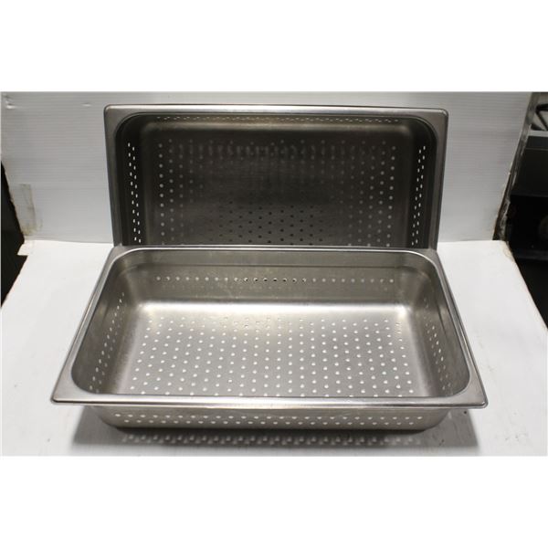 2 FULL SIZE STAINLESS STEEL 4" DEEP PERFORATED