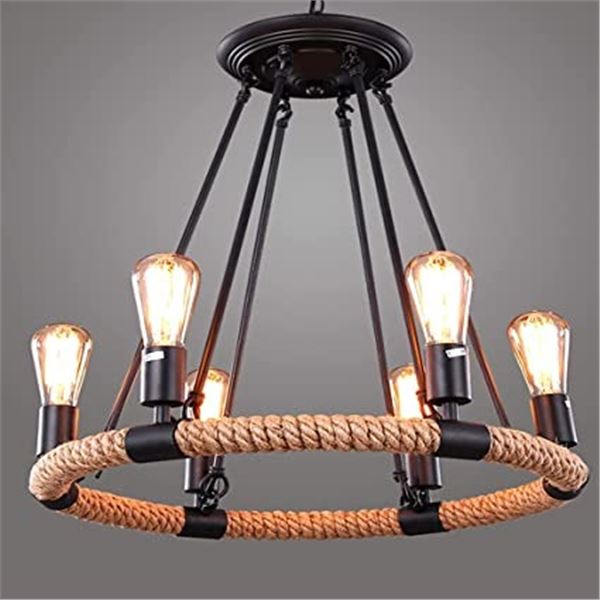 NEW REPACKED 6 LIGHT ROPE STYLE BLACK FRAMED