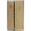 Image 2 : 2 WOODEN GIFT WINE BOTTLE HOLDERS W/ EMBLEM