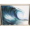 Image 1 : LARGE OIL CANVAS W/ WAVE DESIGN 49" X 37"