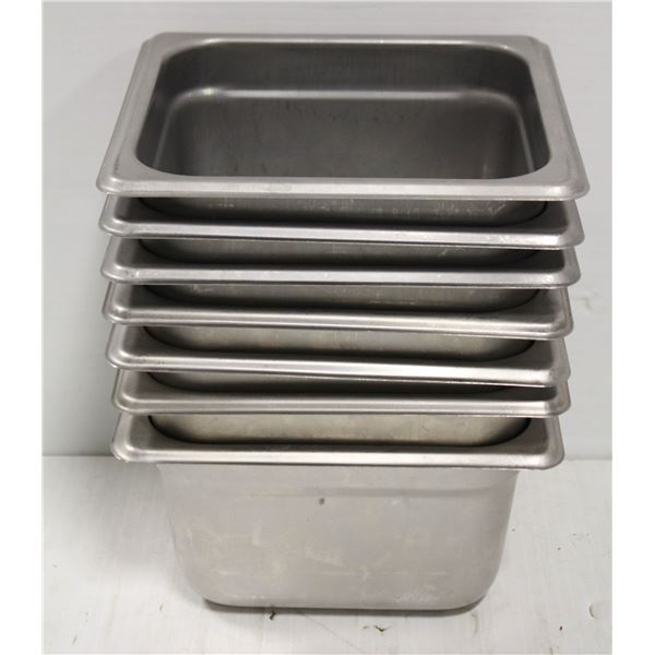 7 STAINLESS STEEL 1/6 SIZE 4" DEEP FOOD PANS