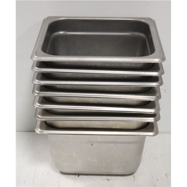 7 STAINLESS STEEL 1/6 SIZE 4" DEEP FOOD PANS