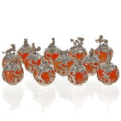Silver Plate & Chinese Amber Zodiac Set (CLB-083)