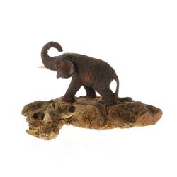 Hand Carved Teak Elephant On burl (CLB-267)