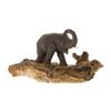 Image 3 : Hand Carved Teak Elephant On burl (CLB-267)