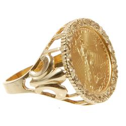 Tenth Ounce Gold Eagle Coin Pendant (JEW-069)