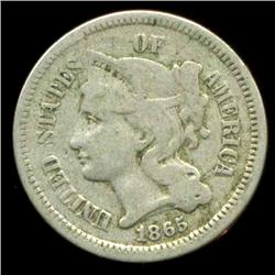 1865 3 Cent Nickel Coin Better Grade (COI-3767)