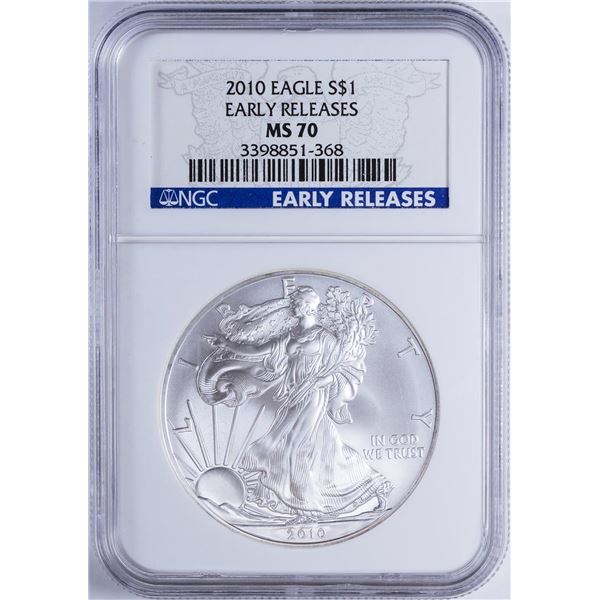 2010 $1 American Silver Eagle NGC MS70 Early Releases