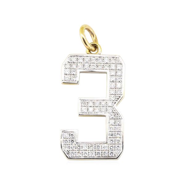 2.04 ctw Diamond "3" Pendant - 14KT Yellow and White Gold