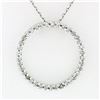 Image 2 : 14k White Gold .20 ctw Single Cut Diamond 16.15mm Circle of Life Pendant Necklac