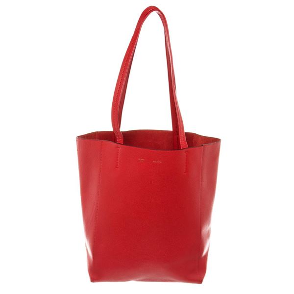 Celine Coquelicot Drummed Calfskin Leather Cabas Phantom Tote Bag