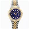 Image 2 : Rolex Mens 2 Tone Blue VS 4 ctw Beadset Diamond Datejust Wristwatch
