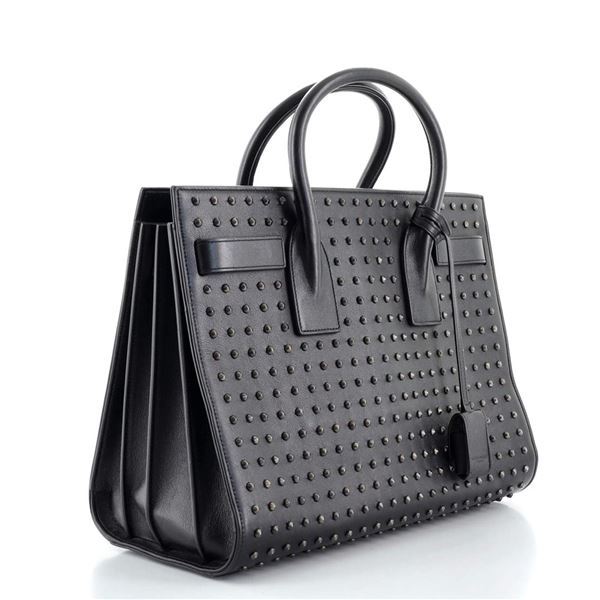 Saint Laurent Black Studded Leather Sac de Jour Small Bag