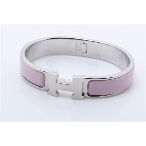 Hermes Pink Metal Clic Clac Bangle Bracelet