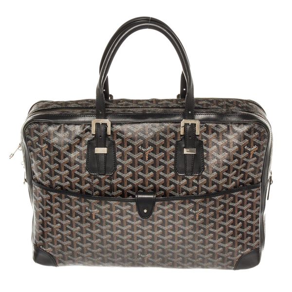 Goyard Black Goyardine Canvas Leather Ambassade MM Briefcase