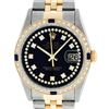 Image 1 : Rolex Mens 2 Tone Black String Diamond & Sapphire 36MM Datejust Wristwatch