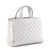 Image 1 : Valentino White Quilted Leather Rockstud Spike Top Handle Small Tote Bag