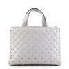 Image 2 : Valentino White Quilted Leather Rockstud Spike Top Handle Small Tote Bag
