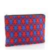 Image 1 : Celine Zip Pouch Houndstooth Fabric Blue, Multicolor, Red