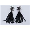 Image 1 : Chanel Black Tassels CC Crystal Earrings
