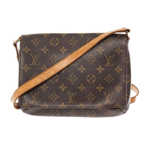 Louis Vuitton Brown Monogram Canvas Leather Musette Tango PM Shoulder Bag