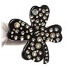 Image 5 : Chanel Black Clover Rhinestone Brooch