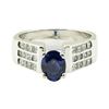 Image 2 : 2.17 ctw Oval Brilliant Blue Sapphire And Diamond Ring - 14KT White Gold