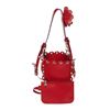 Image 1 : Miu Miu Red Vitello Soft Leather Grommet Top Handle Bucket Bag