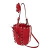Image 5 : Miu Miu Red Vitello Soft Leather Grommet Top Handle Bucket Bag