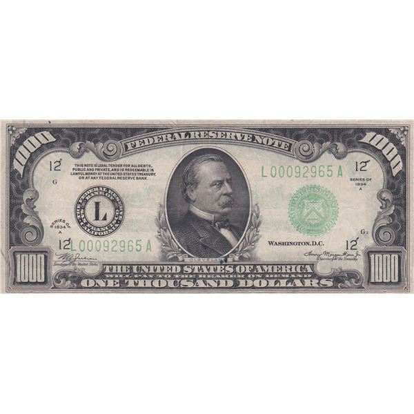 1934A $1000 Federal Reserve Note