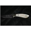 Image 1 : CUSTOM KNIFE FEATURING RWL 34 BLADE W/DALL’S SHEEP HORN ON 1 SIDE AND STONE’S ON THE OTHER  - SKULL