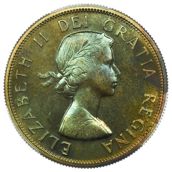 Canada 1957 Fifty Cents PCGS PL-65 Rainbow
