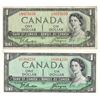 Image 1 : Canada P#66&74 2 Notes 1954 $1 Devil's Face Hairdo