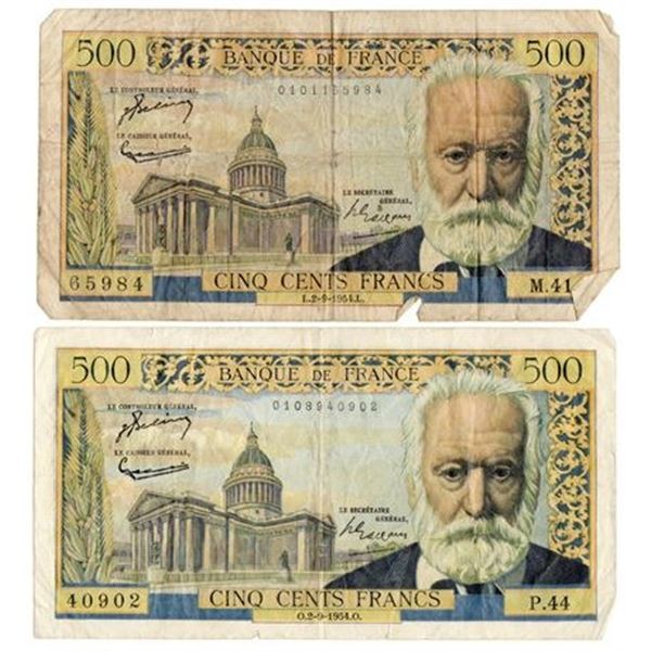 France P#133a Pair of 1954 500 Francs
