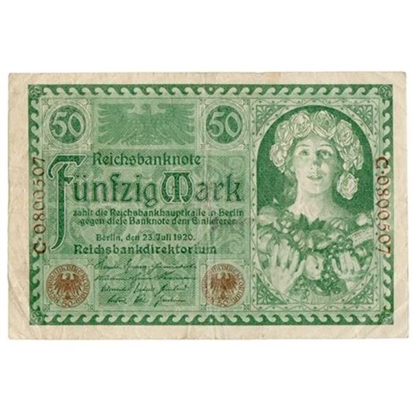 Germany P#68 1920 50 Mark Note