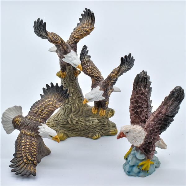 3 Eagle Figurines