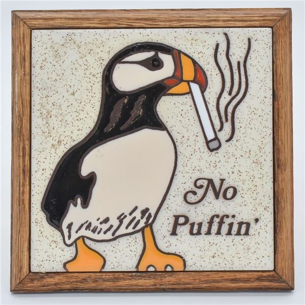 Fiesta Tiles ''No Puffin'' Framed Decorative Tile