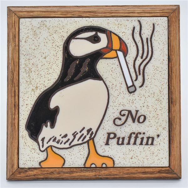 Fiesta Tiles ''No Puffin'' Framed Decorative Tile