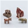 Image 1 : 4 Peruvian Carved Stone Animals with Wood Stand
